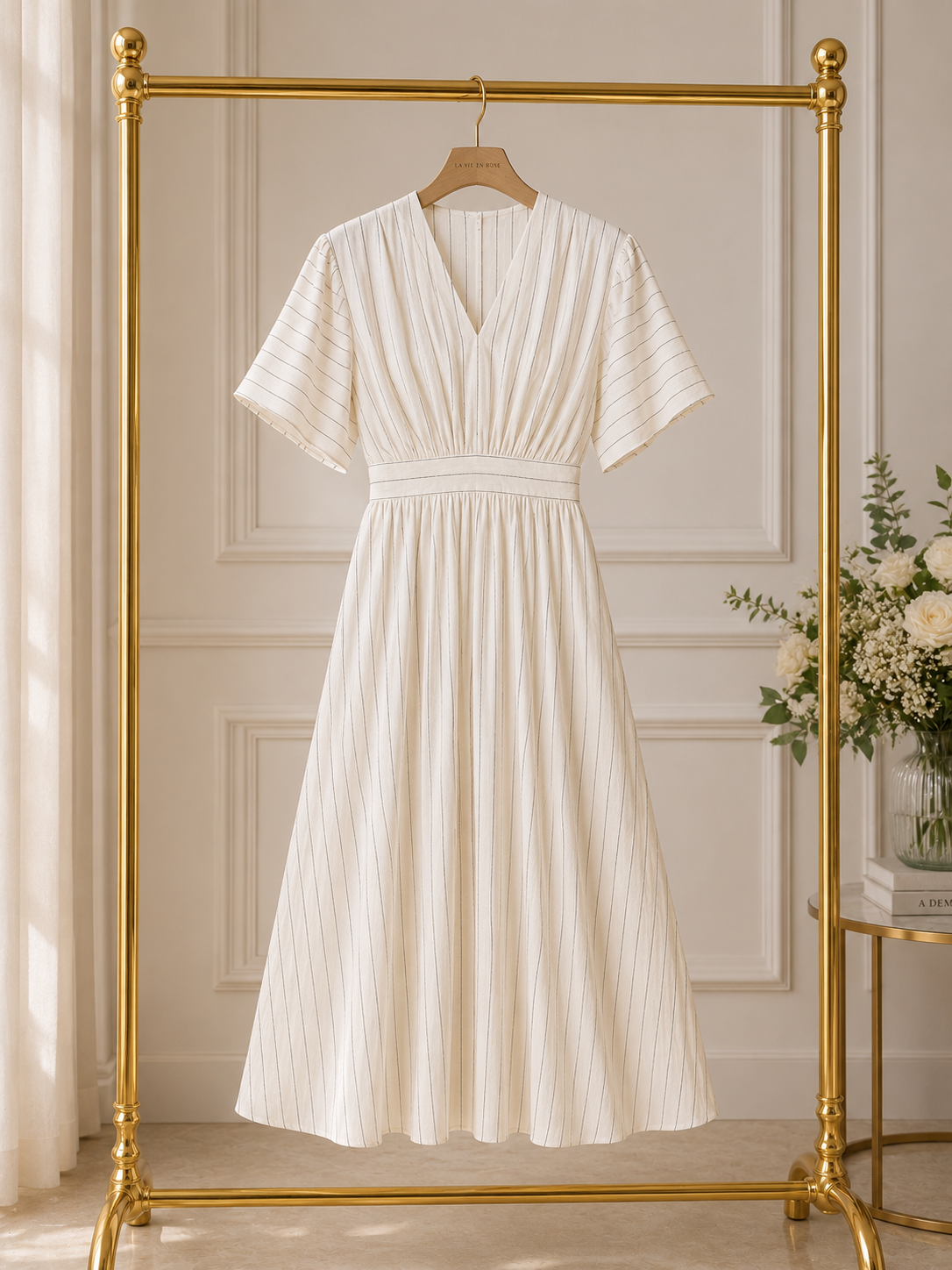 Elegant Ivory Midi Dress Size M