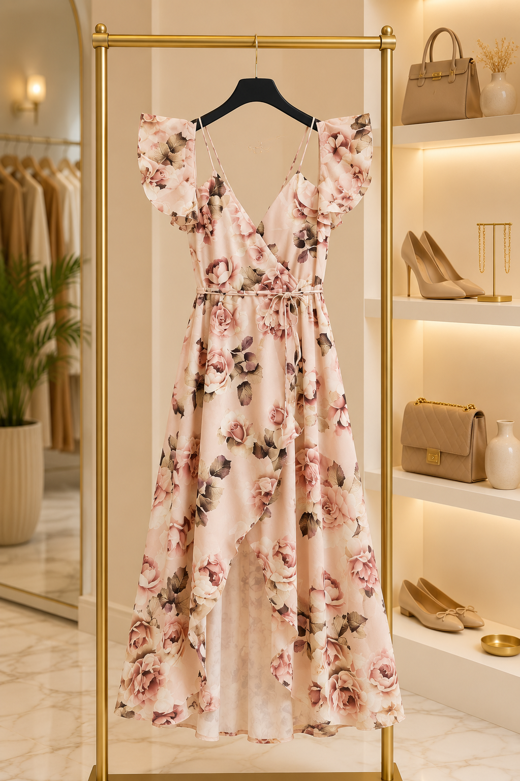 Blush Floral Wrap Dress