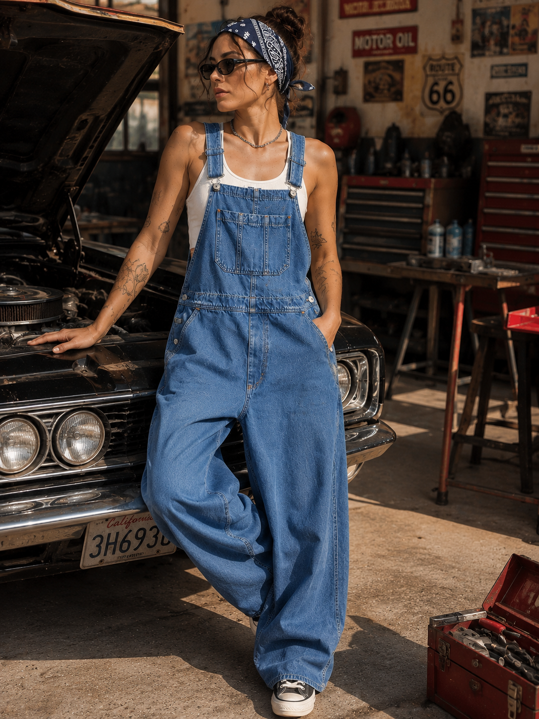Vintage-Inspired Denim Dungaree Jumpsuit size 6