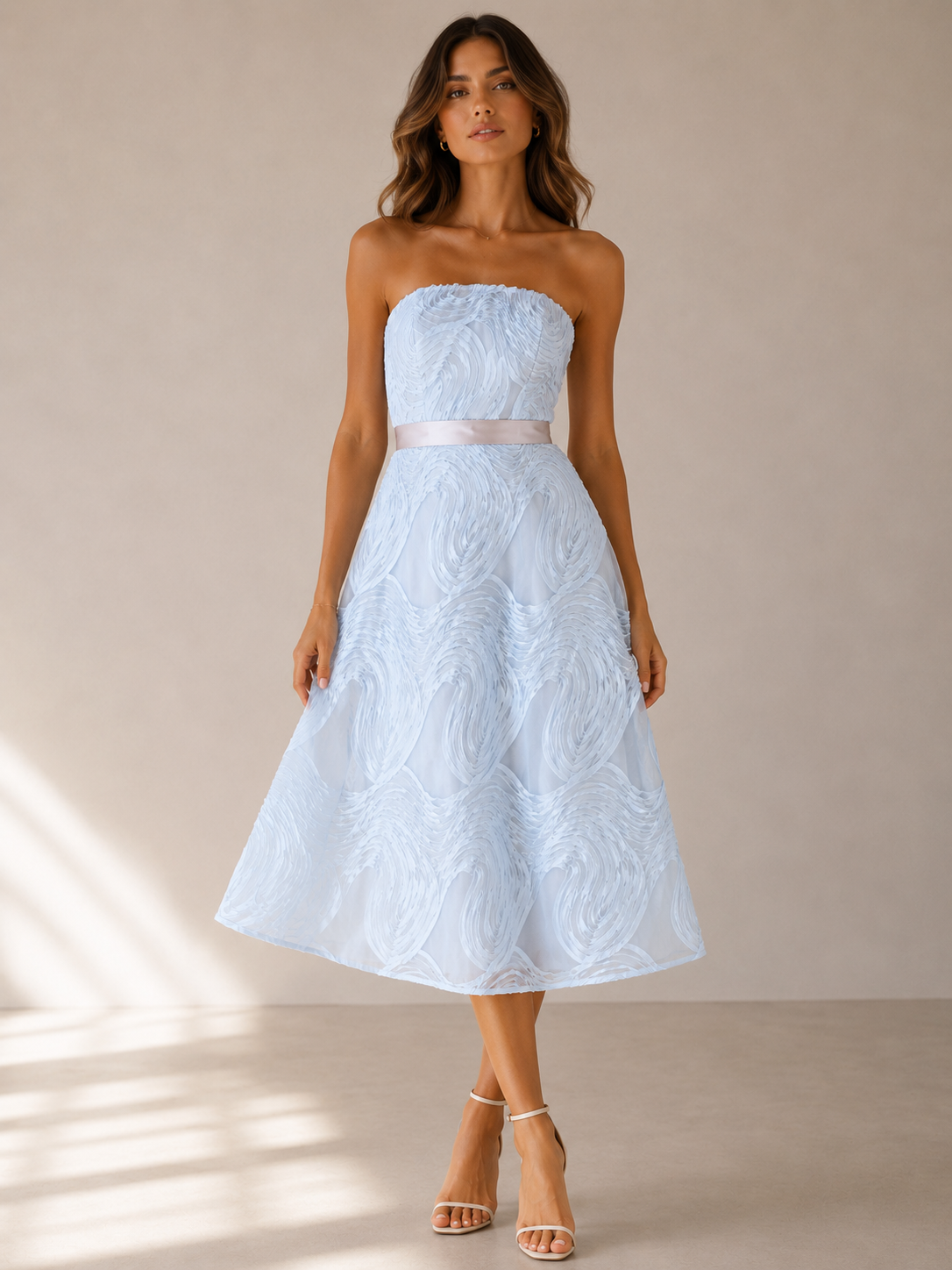 Baby Blue Tube Midi Dress