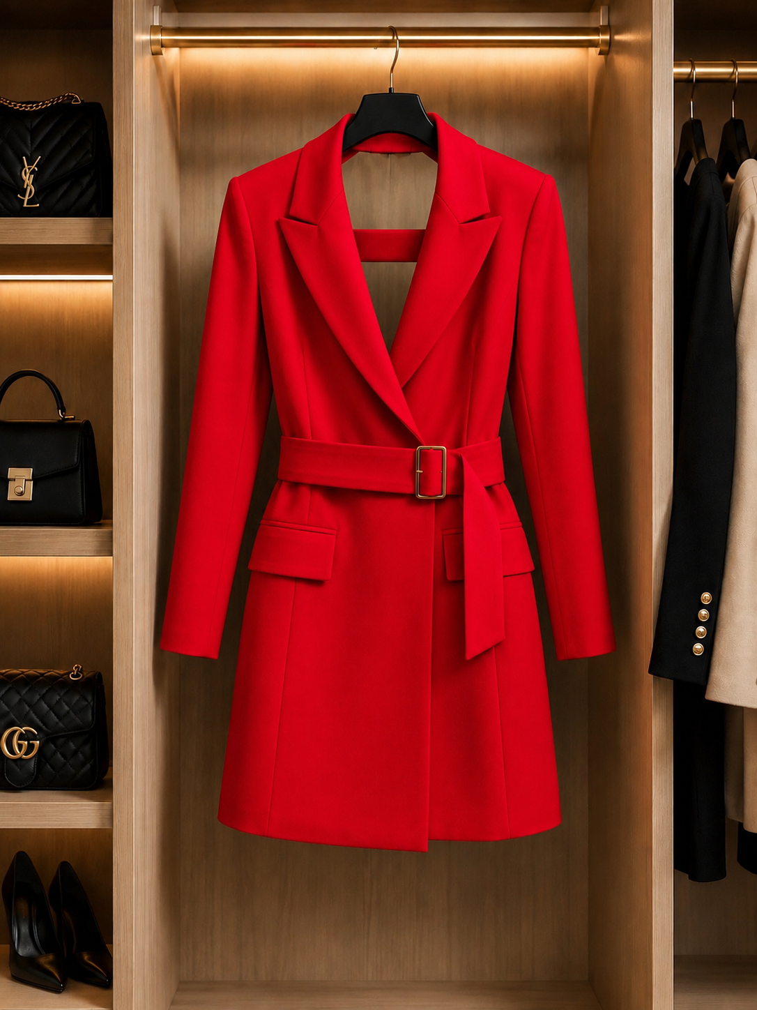 Elegant Red Blazer Dress Size S
