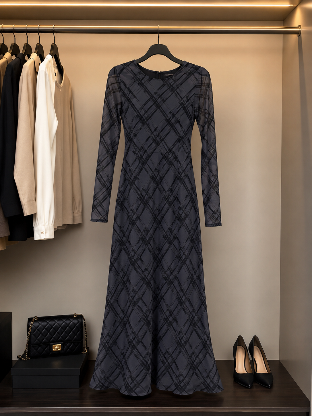 Elegant Plaid Maxi Dress
