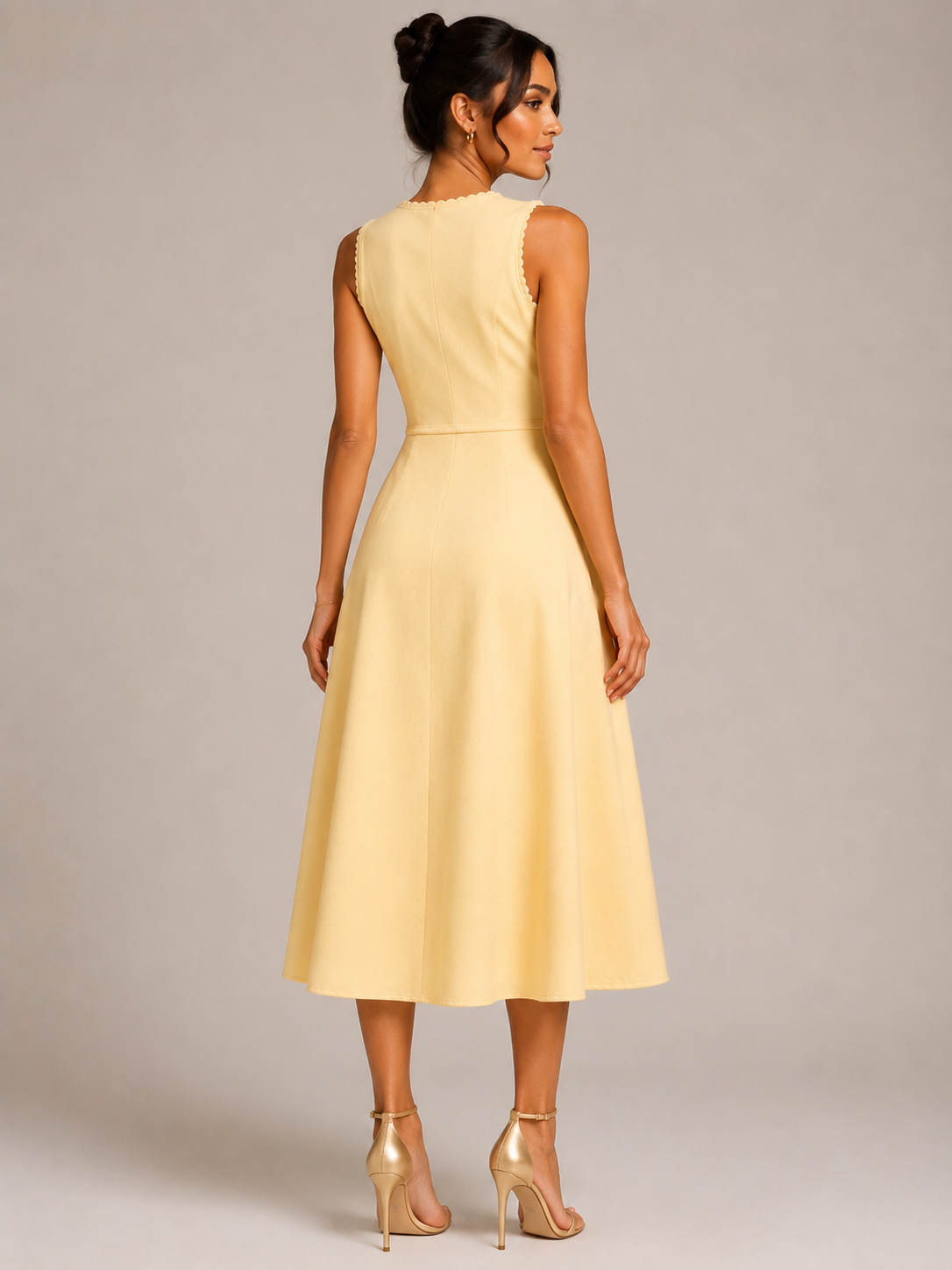 Elegant Butter Yellow Midi Dress – Timeless Feminine Style Size M