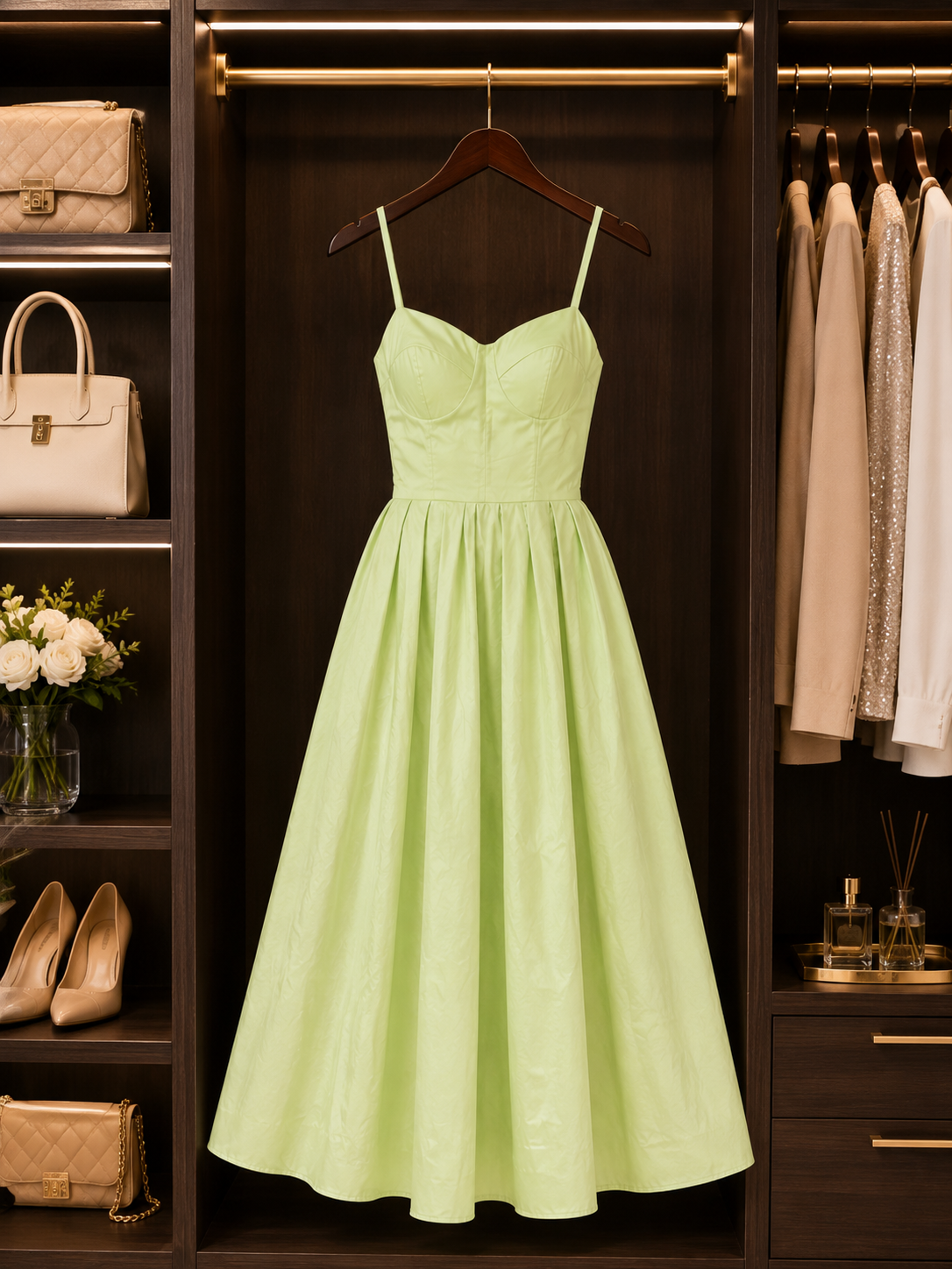 Mint Green Fit & Flare Midi Dress – Elegant & Feminine Size 6