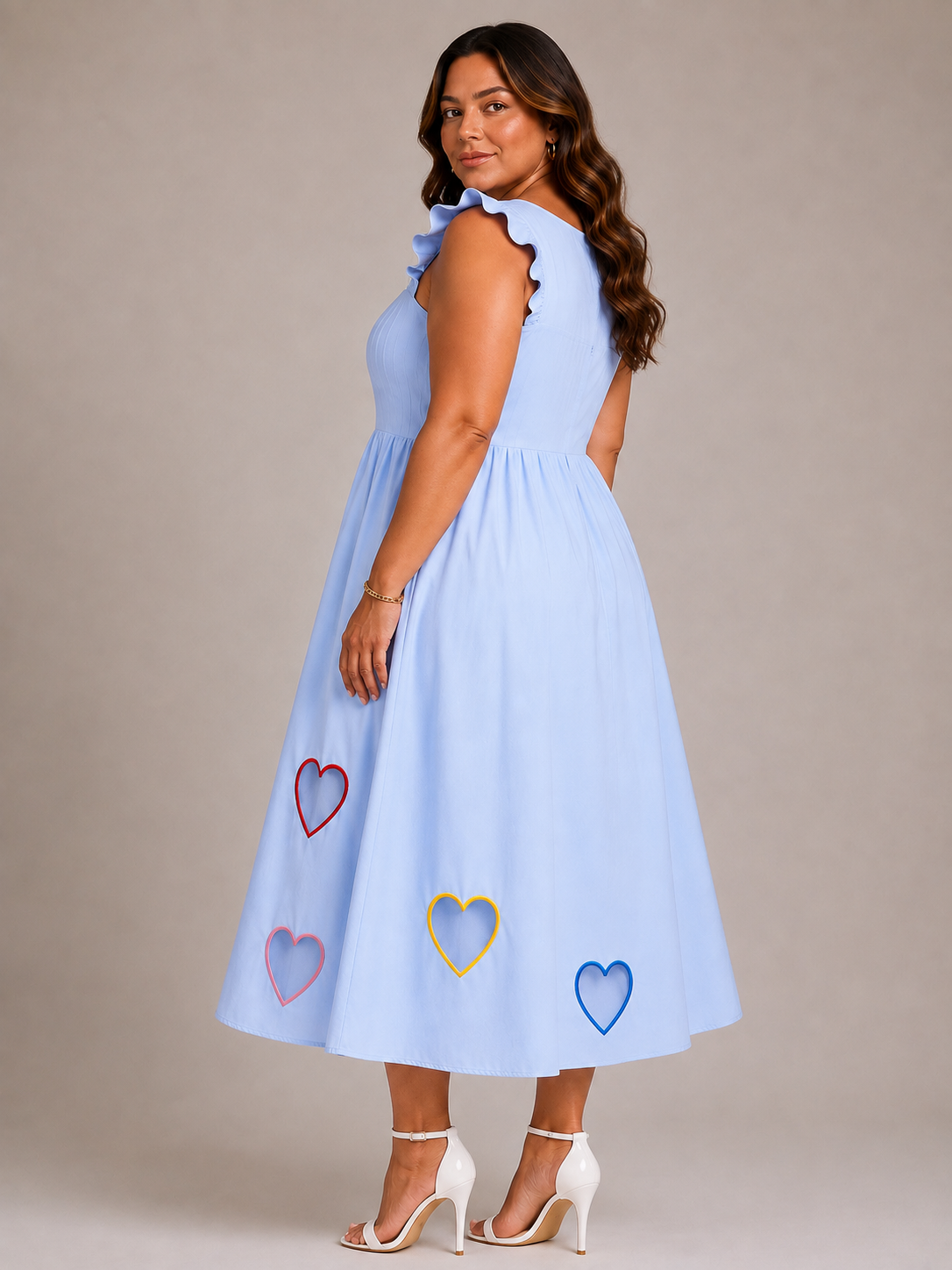Baby blue Sleeveless Heart Detail Dress XXL
