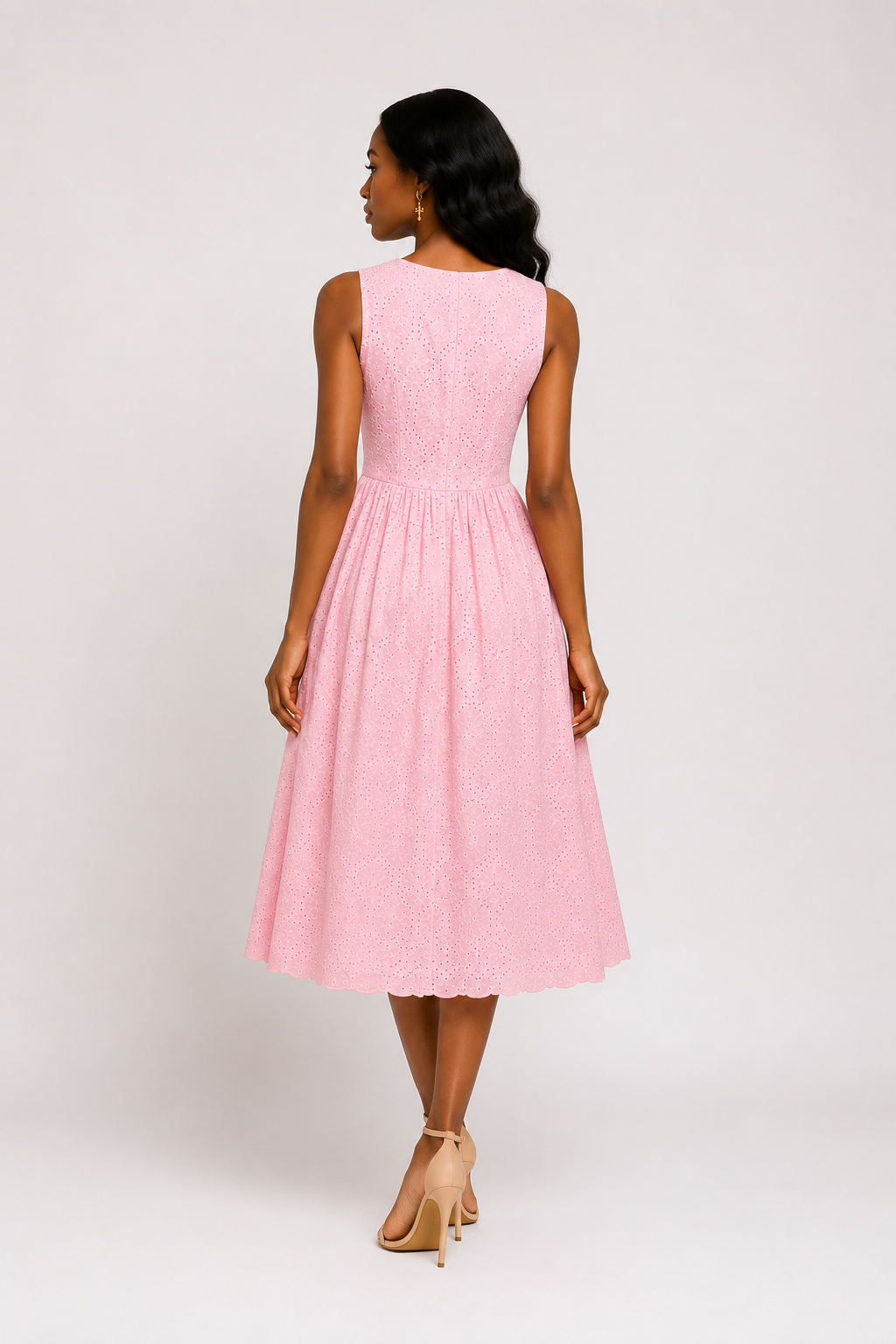 Pink Eyelet Midi Dress Size S