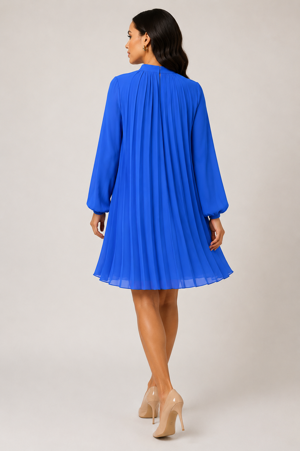 Elegant Royal Blue Chiffon Swing Dress