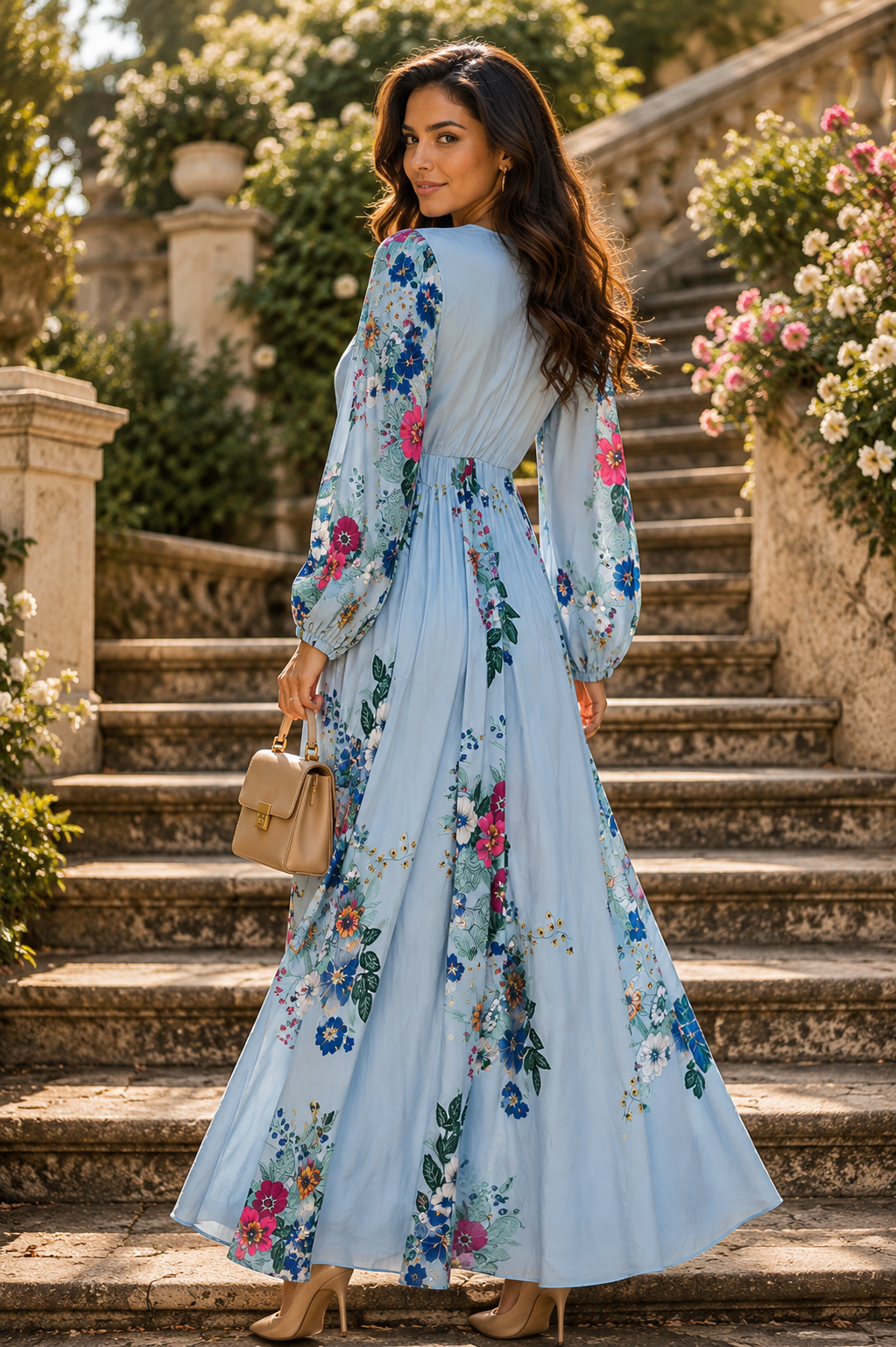 Blue Floral Maxi Dress