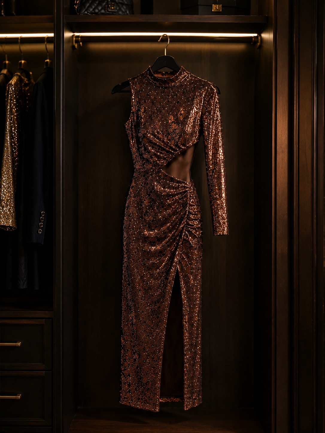 Shine with confidence in this stunning sequin midi dress Size M