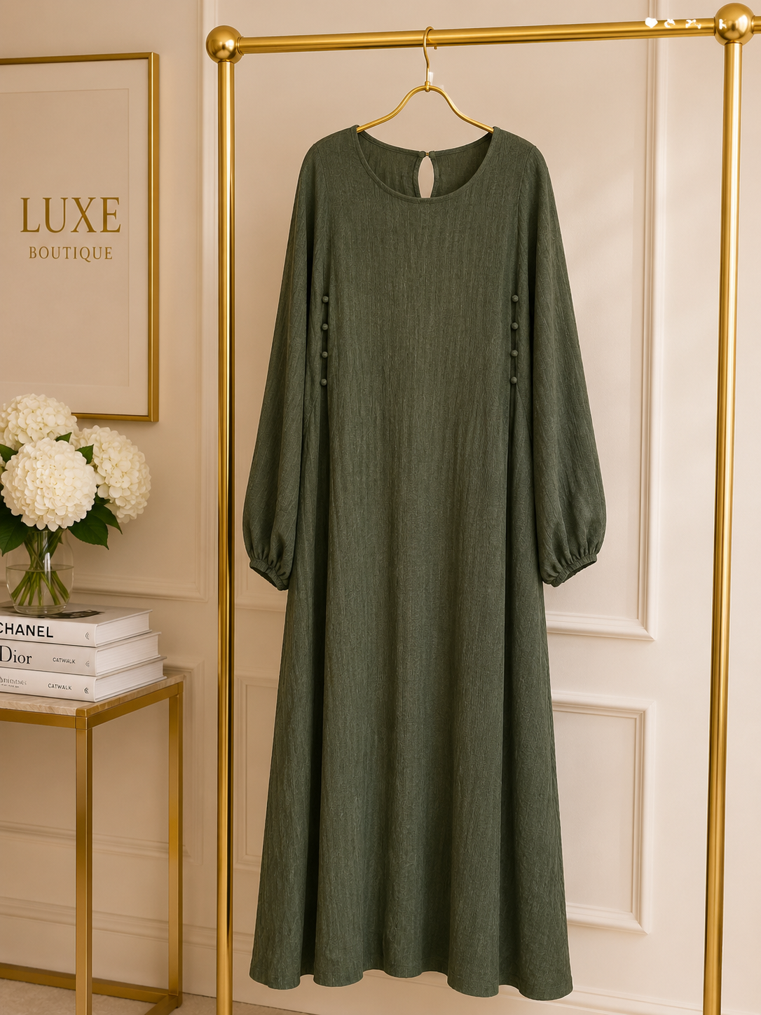 Elegant Olive Green Plus Size Maxi Dress XL