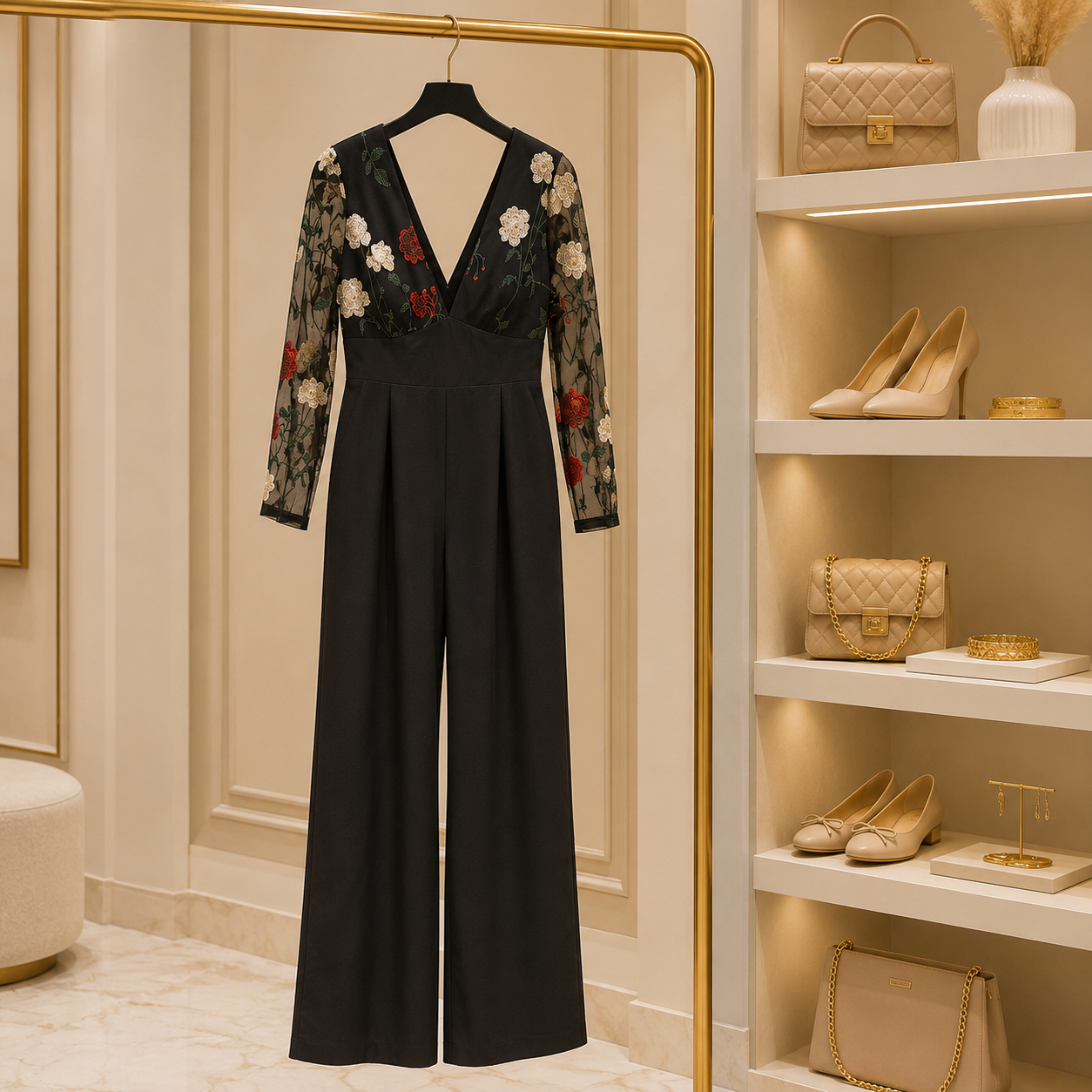 Black lace Embroidered Jumpsuit