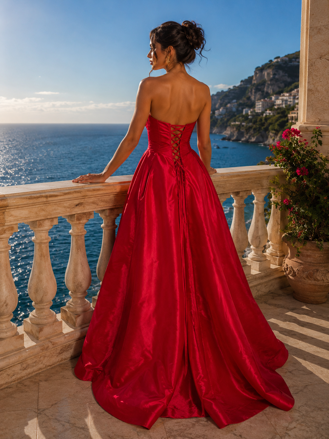 Elegant Red Ball Gown Size S