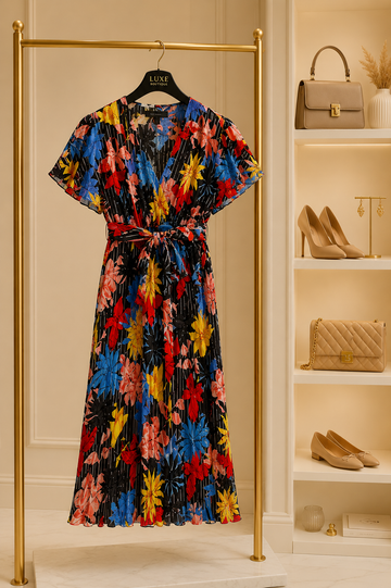 Tropical Bloom Wrap Dress