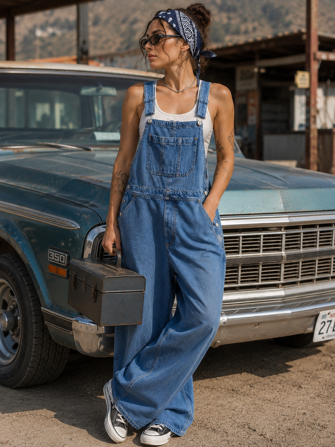 Vintage-Inspired Denim Dungaree Jumpsuit size 6