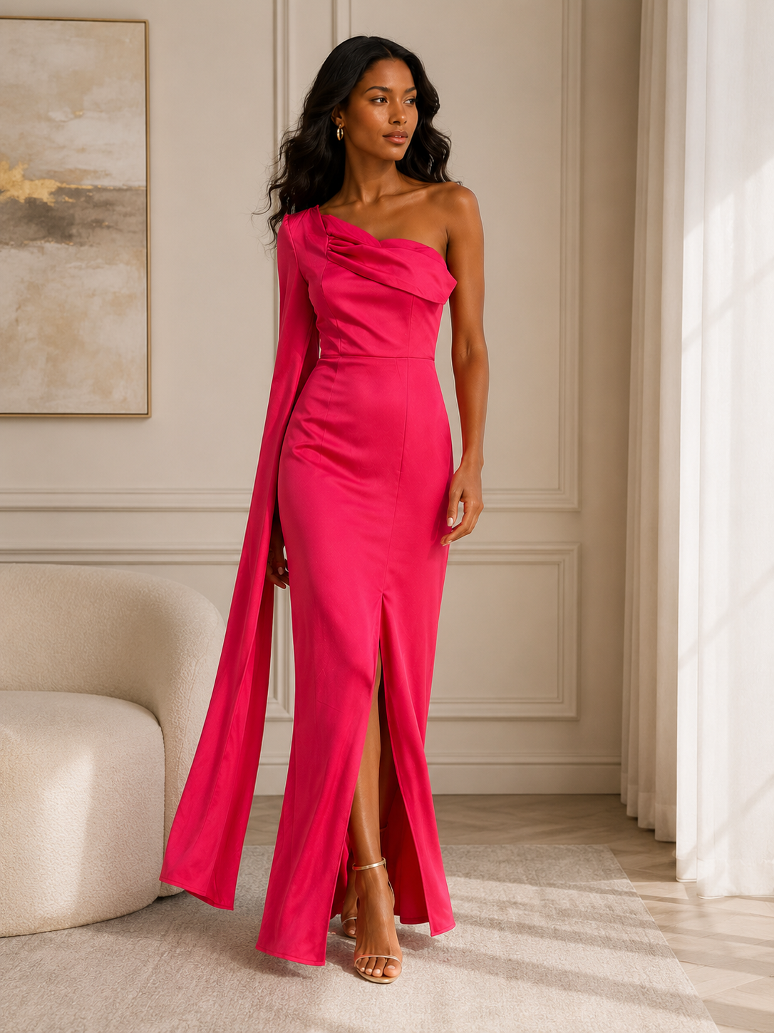 Elegant One-Shoulder Evening Gown