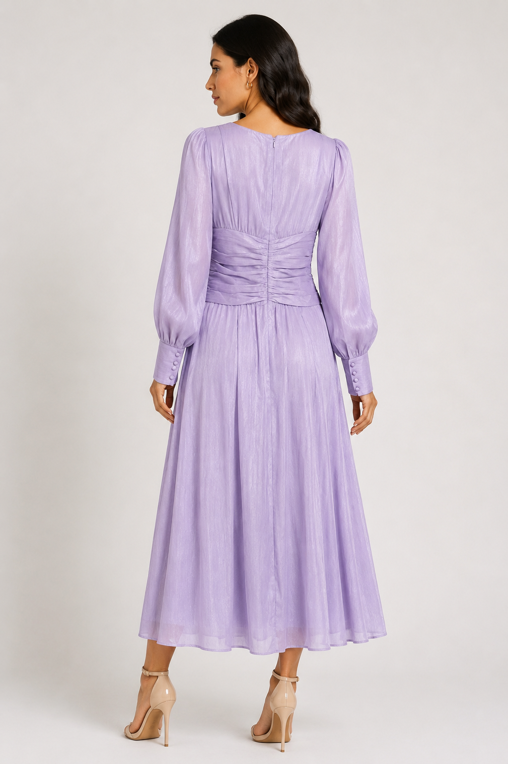 Elegant Lilac Chiffon Midi Dress size M