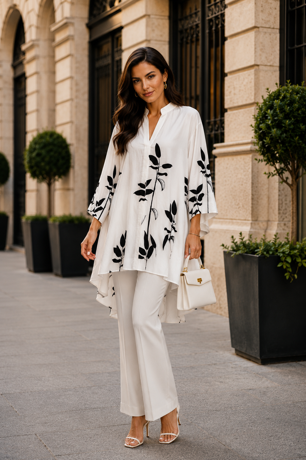 Chic black &amp; white floral top