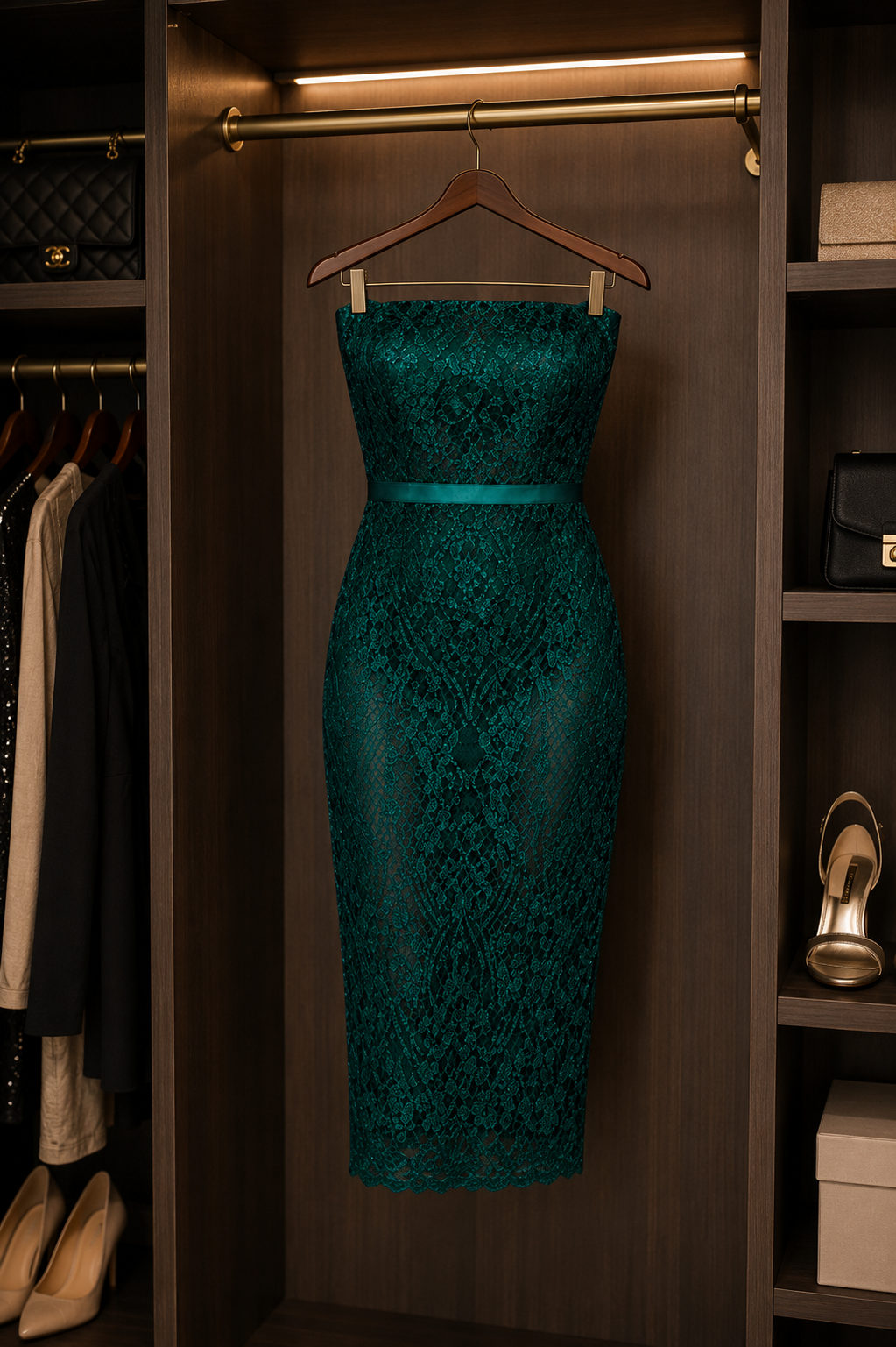 Emerald Sequin Evening Dress