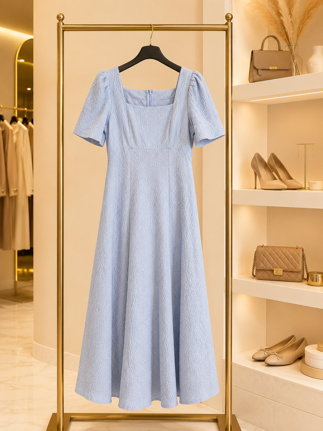 Baby blue textured maxi