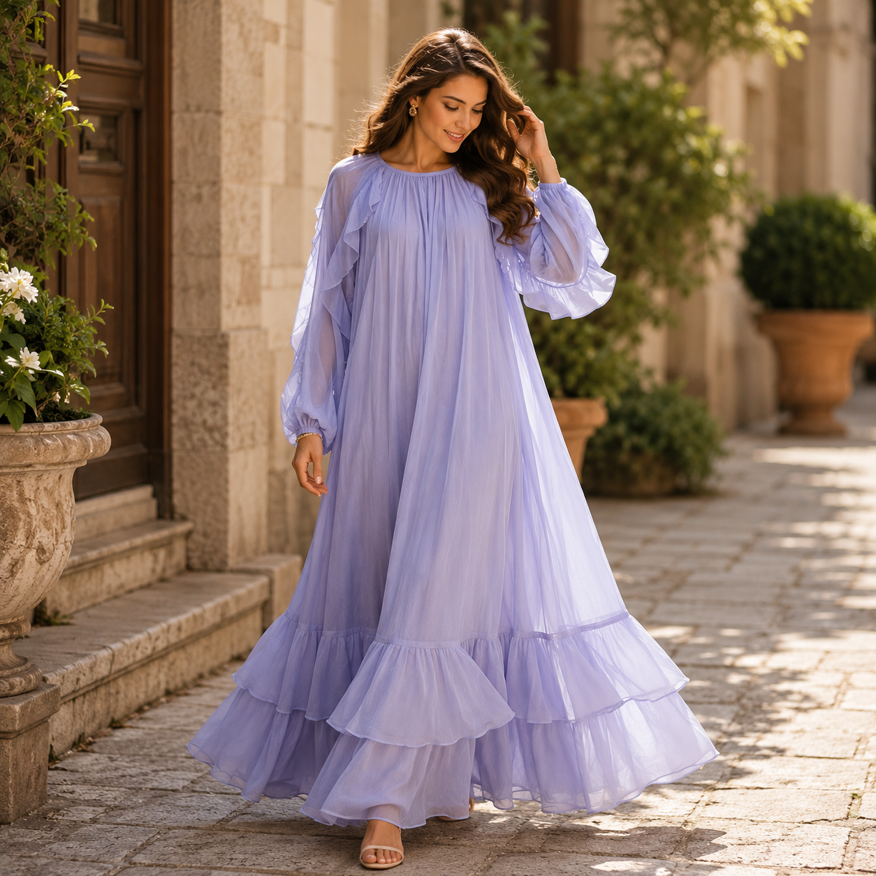 Dusty Blue Shimmer Maxi Dress XL