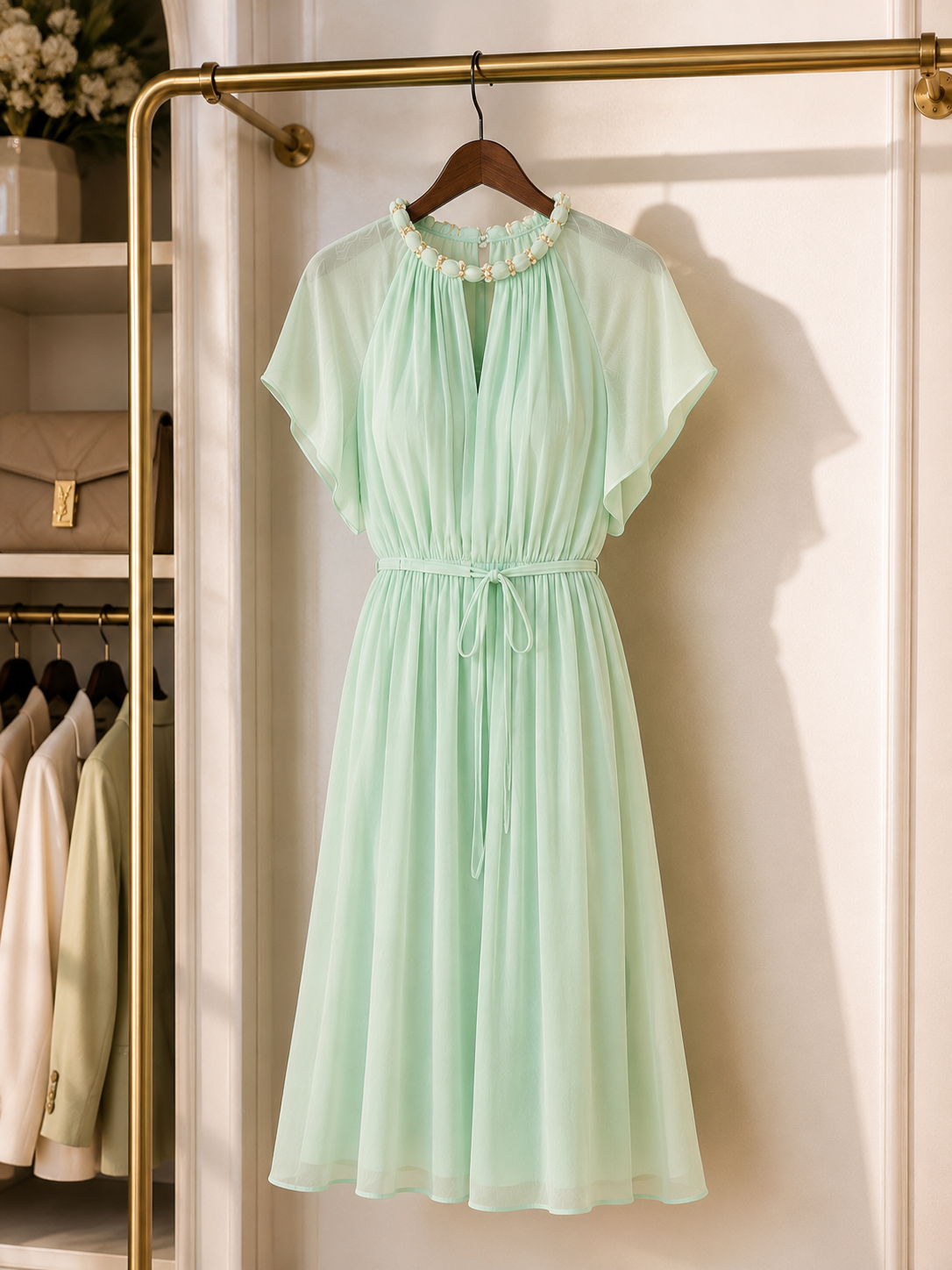 Mint green chiffon midi dress Size 12