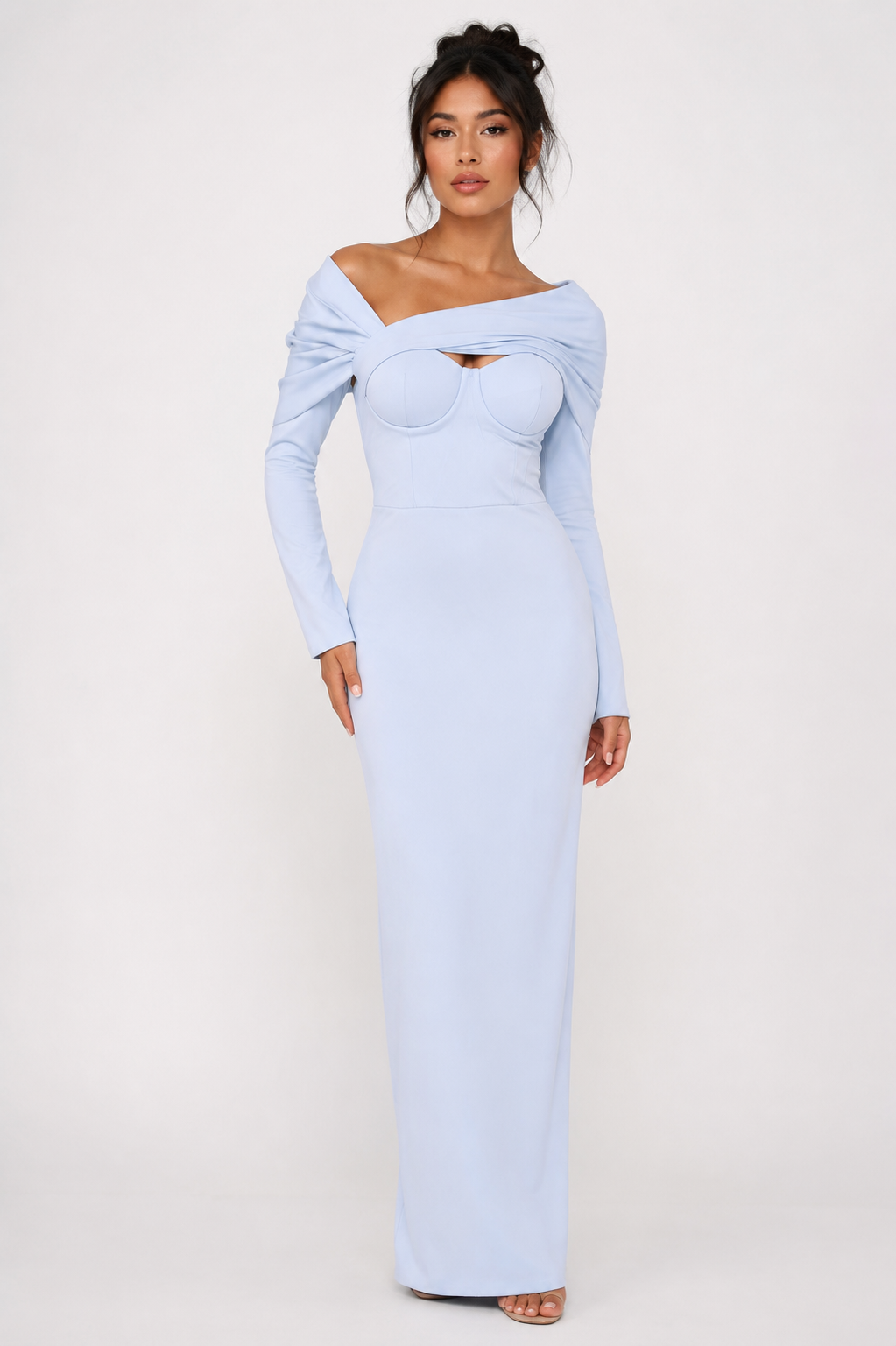 Elegant Baby Blue Evening Gown Size S