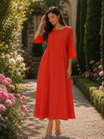 Orange Embellished Maxi
