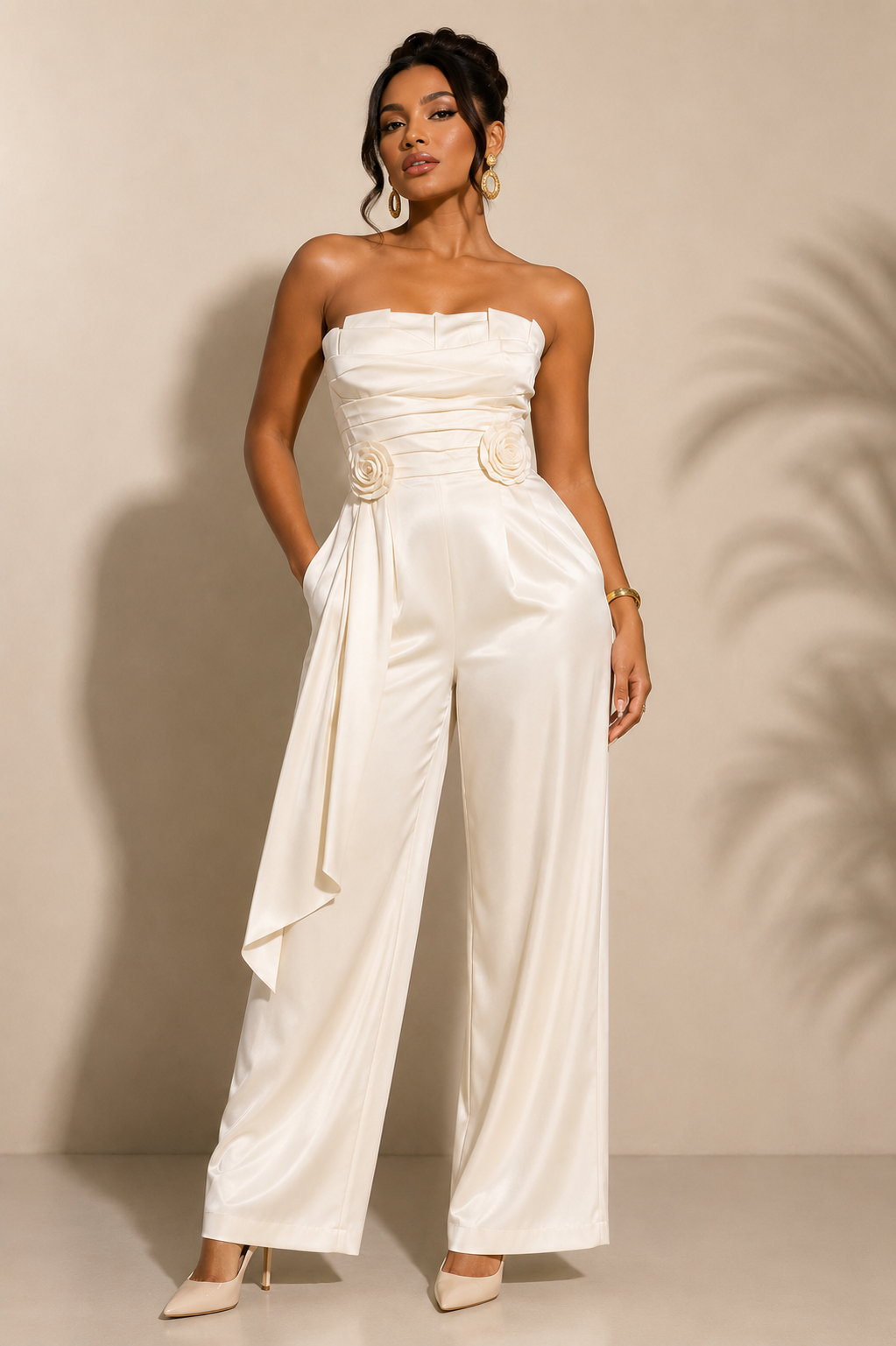 Elegant White Wide-Leg Jumpsuit