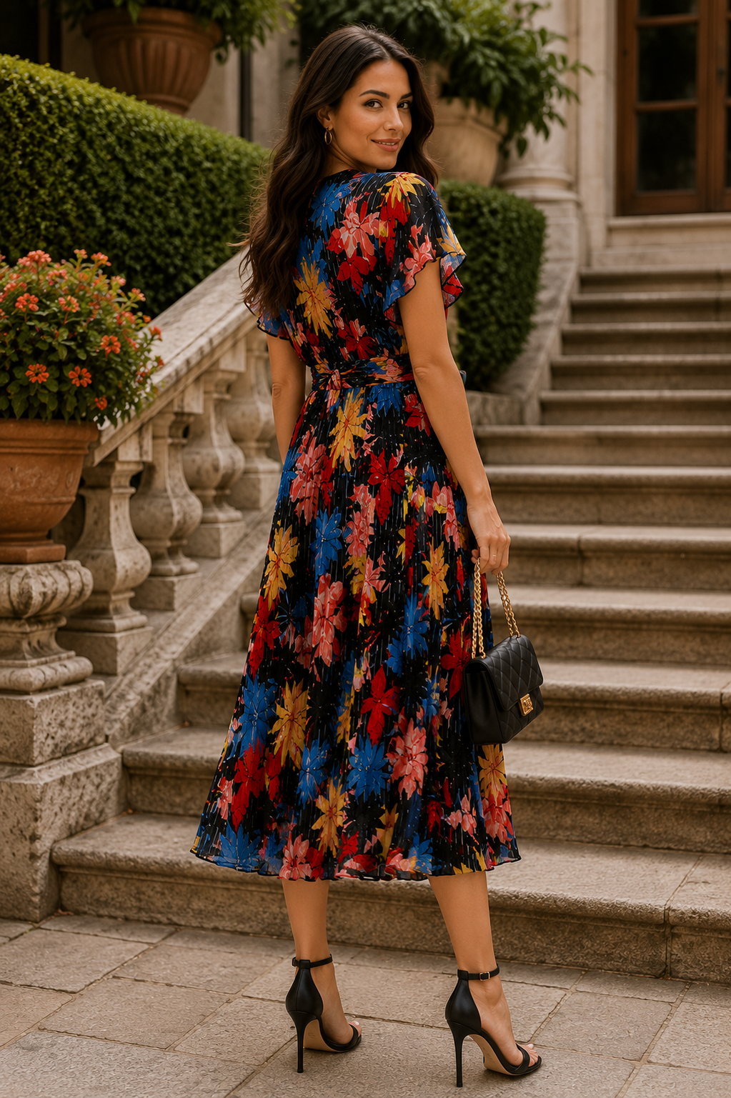 Tropical Bloom Wrap Dress