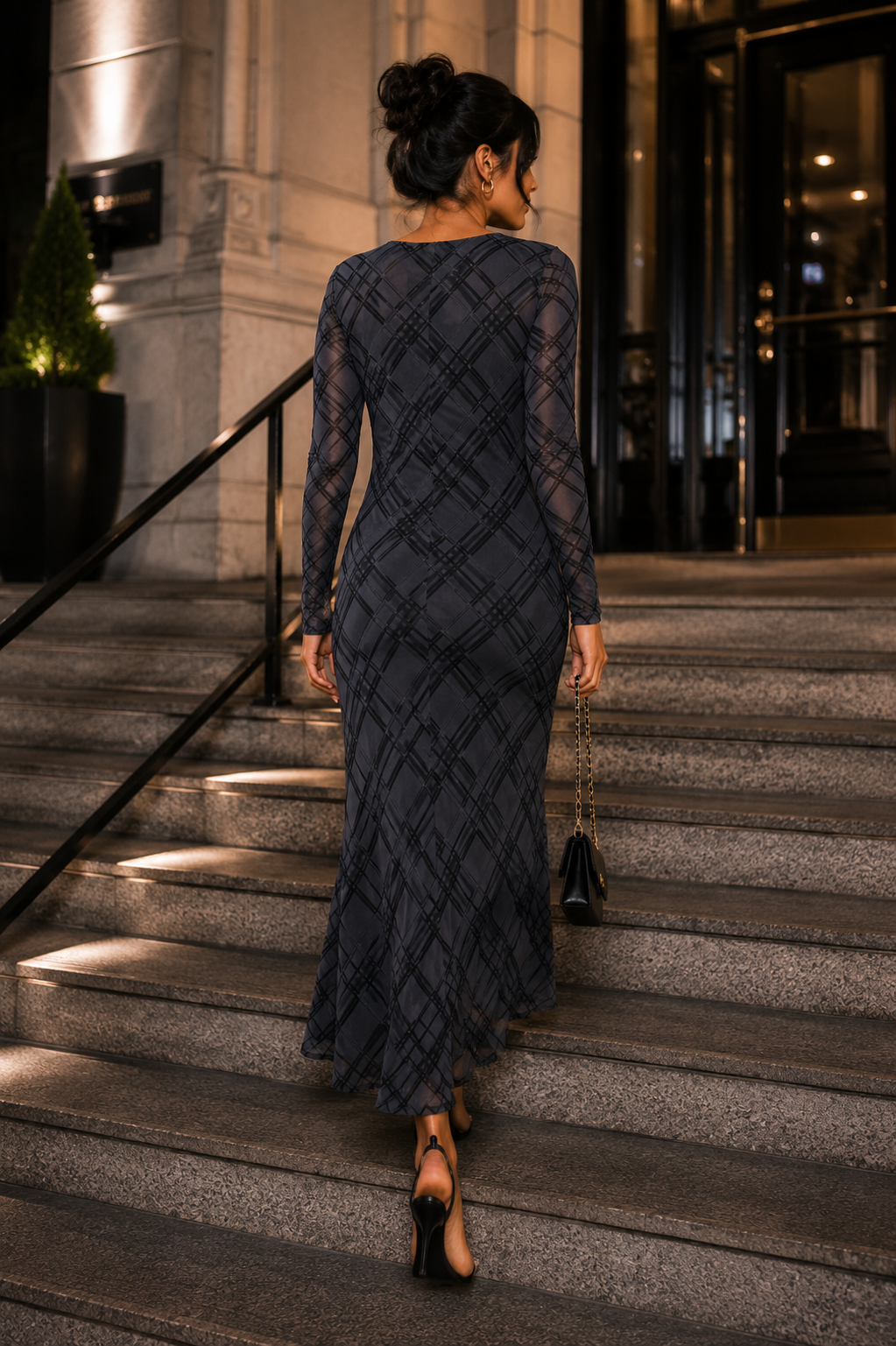 Elegant Plaid Maxi Dress