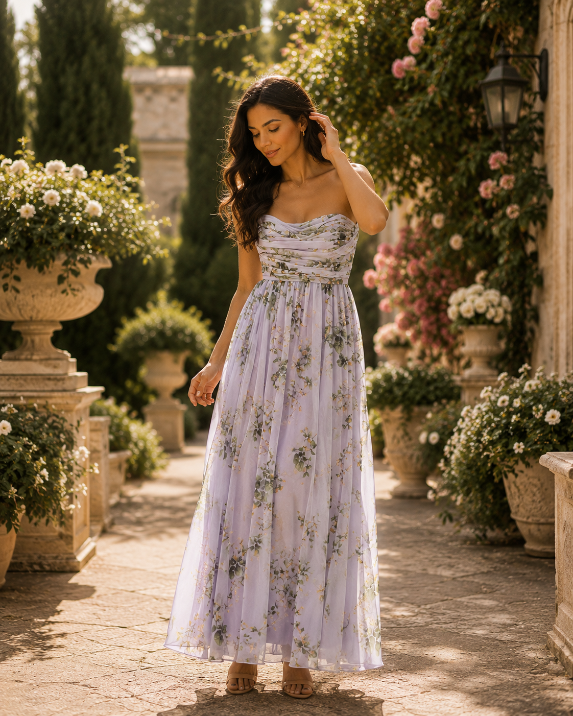 Strapless Floral Maxi Dress