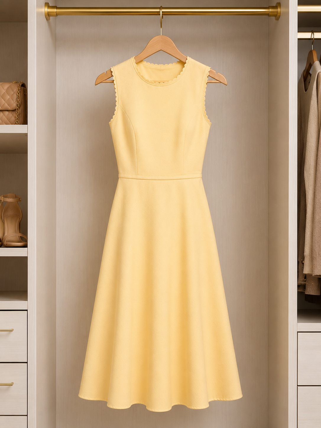 Elegant Butter Yellow Midi Dress – Timeless Feminine Style Size M