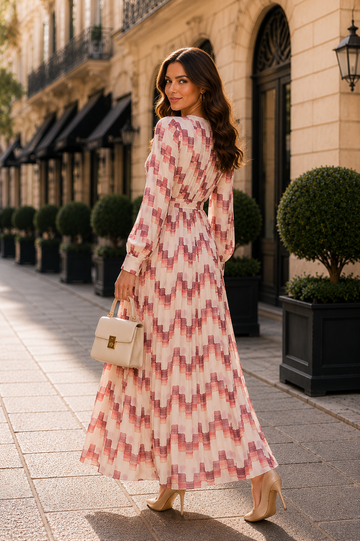 Cream wrap-style midi dress