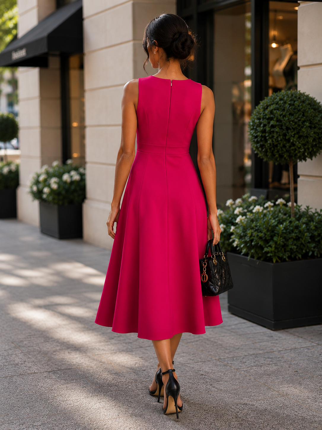 Elegant Embellished A-Line Midi Dress Size L