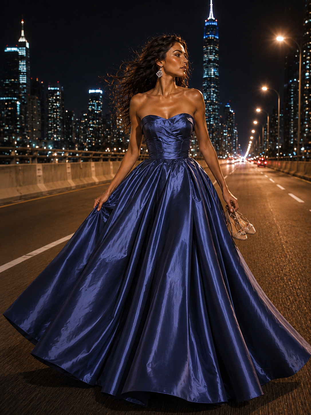 Elegant Navy Blue Ball Gown size M