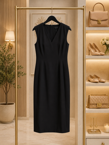 Black sleeveless sheath dress