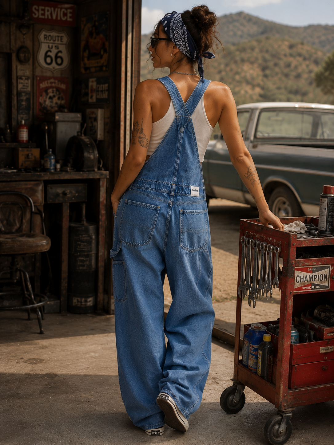 Vintage-Inspired Denim Dungaree Jumpsuit size 6