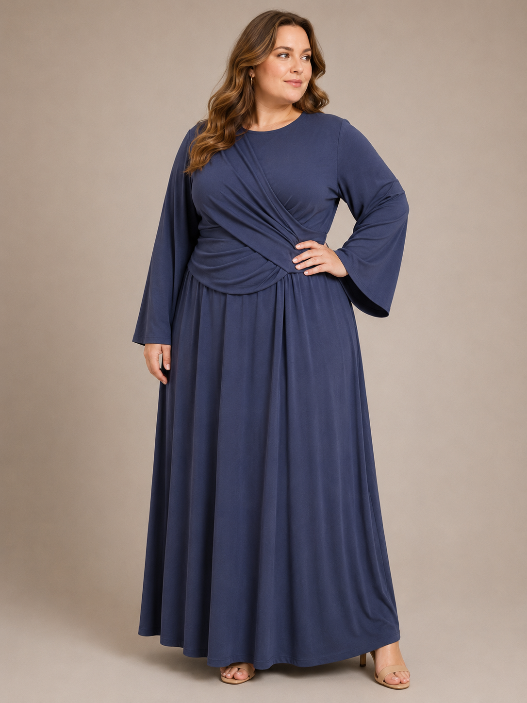 Elegant Bluish Gray Maxi Dress – Effortless Sophistication XXL