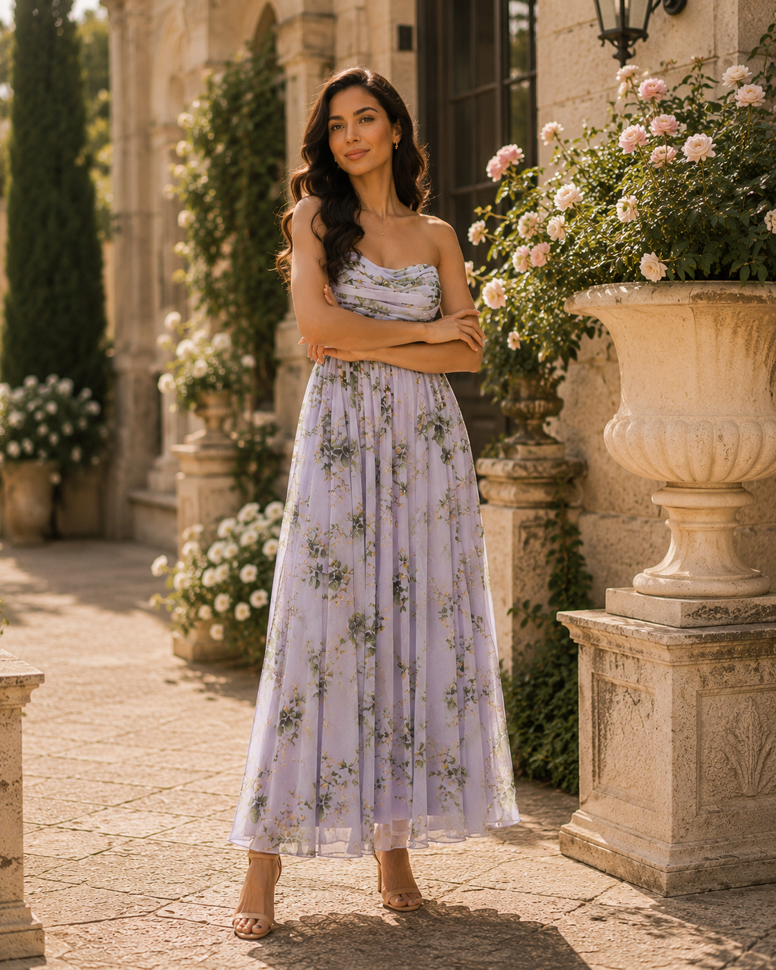 Strapless Floral Maxi Dress