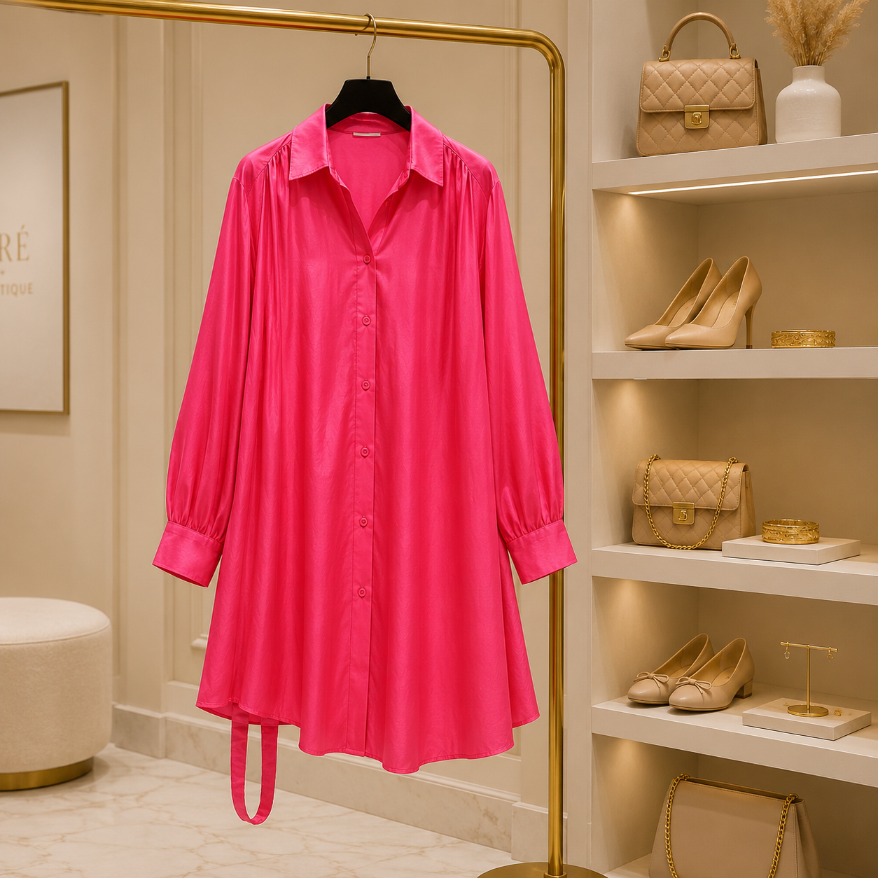 Fuchsia Satin Blouse
