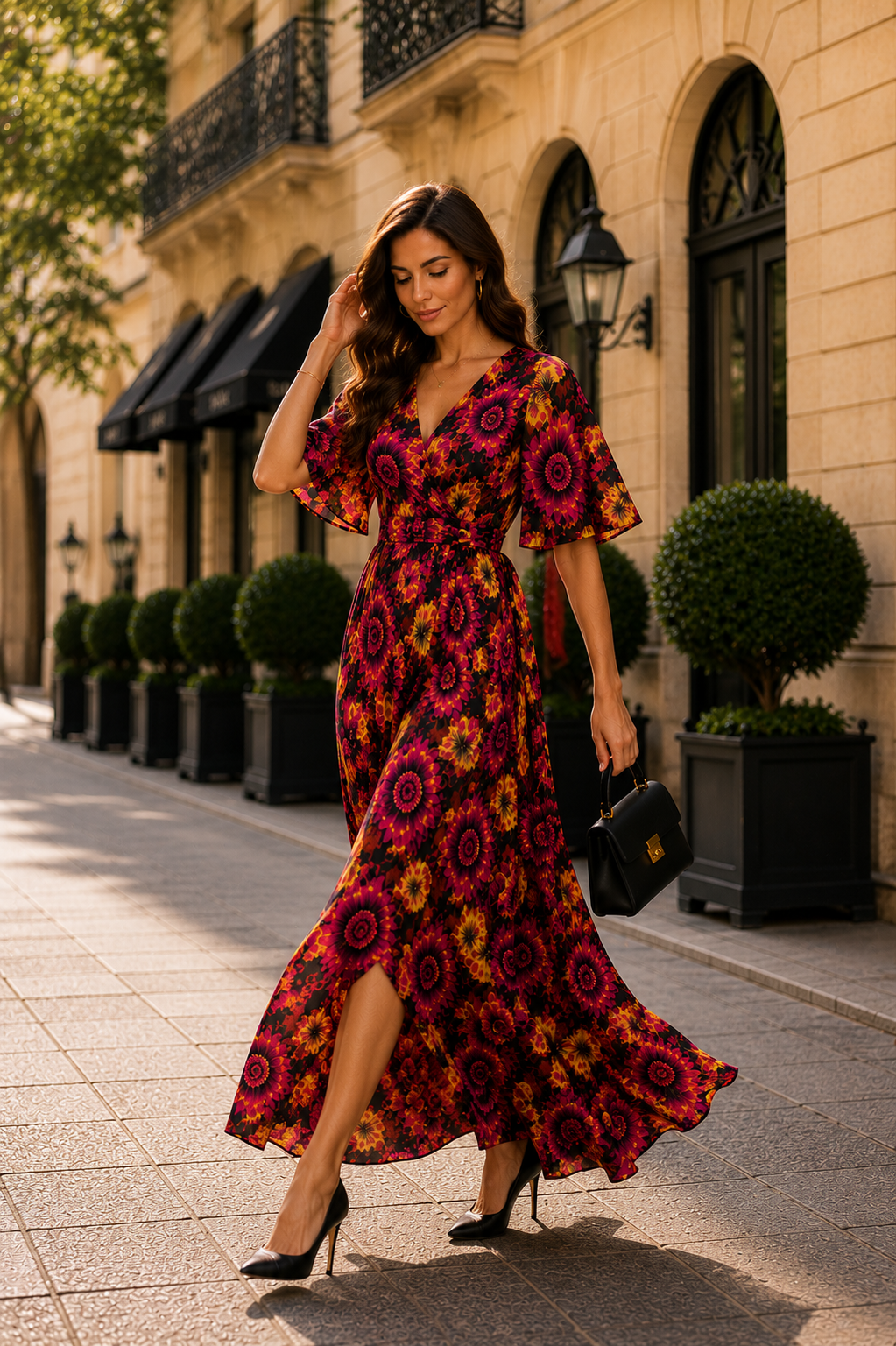 Bold floral midi dress
