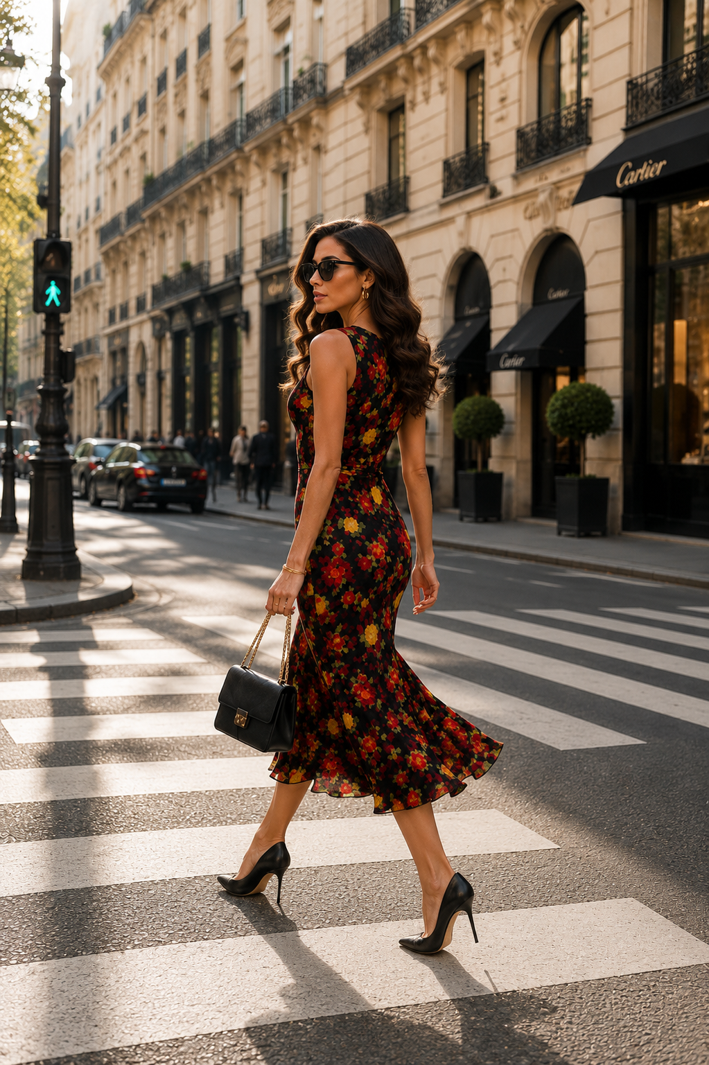 Black Floral Bodycon Dress