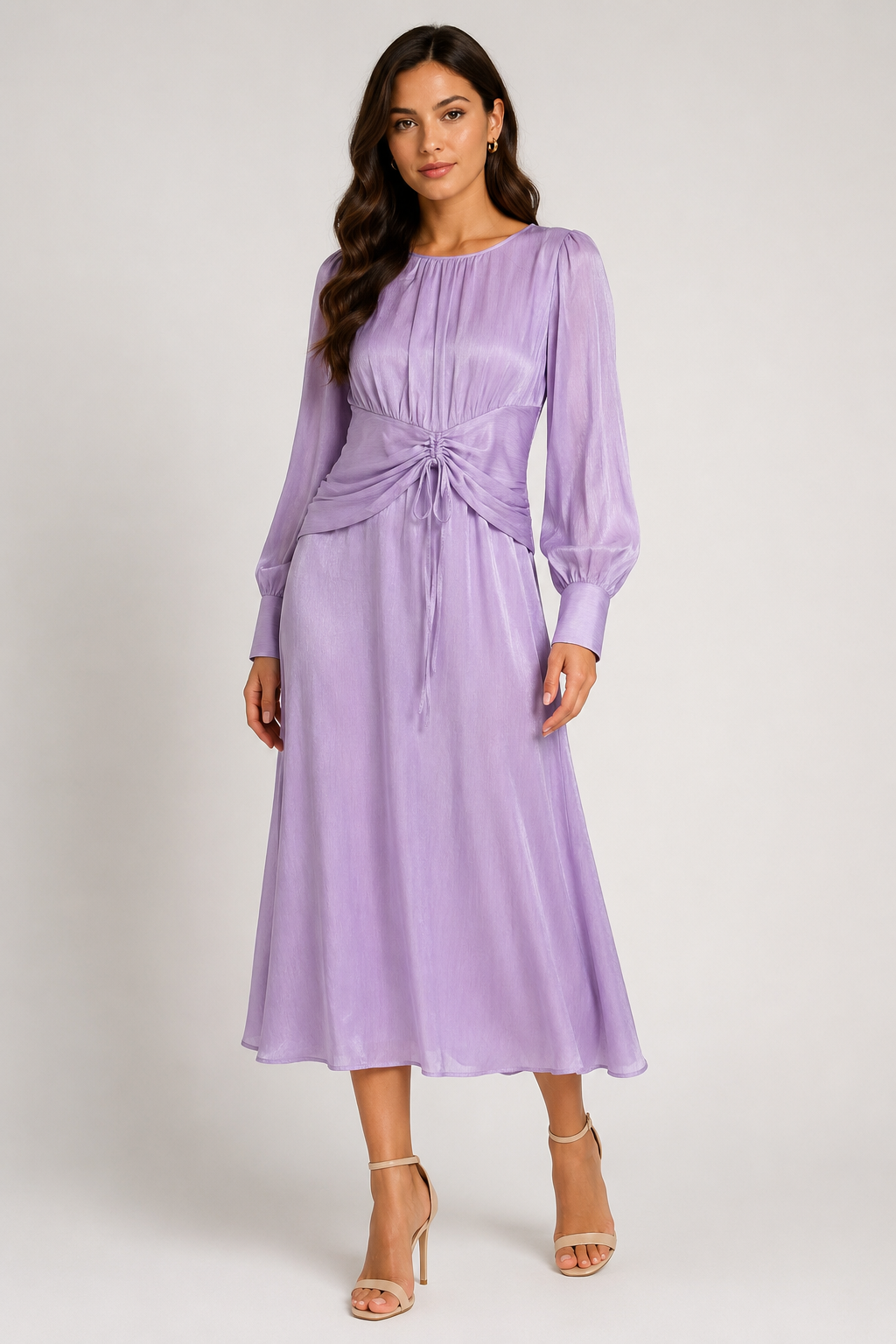 Elegant Lilac Chiffon Midi Dress size M
