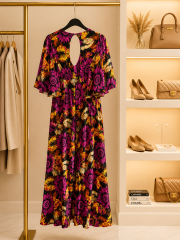 Bold floral midi dress