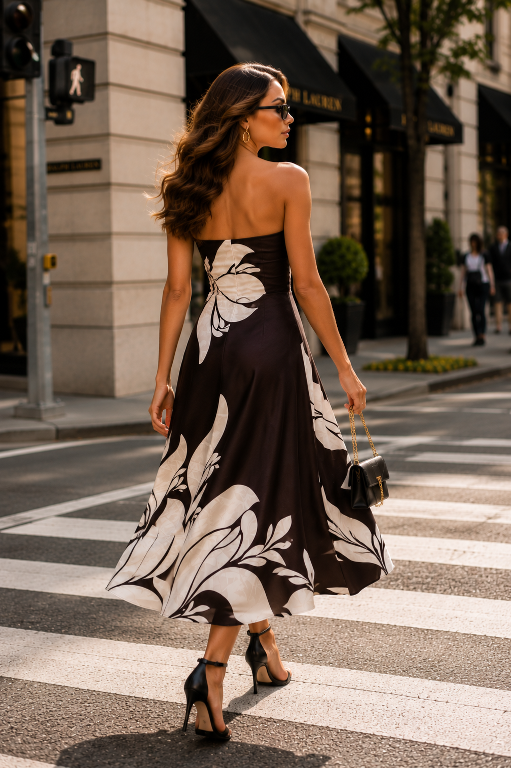 Black & White Floral Midi Dress – Elegant & Timeless Size S
