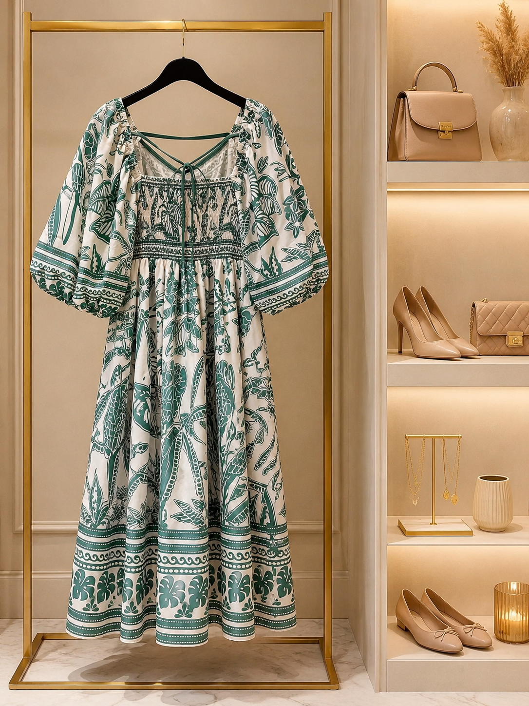 Chic cream and green