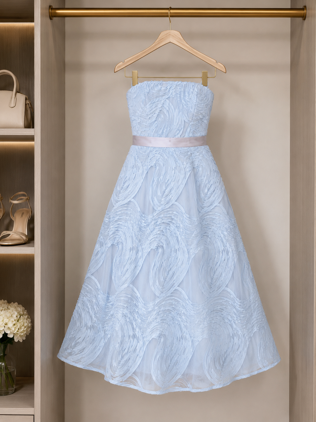 Baby Blue Tube Midi Dress