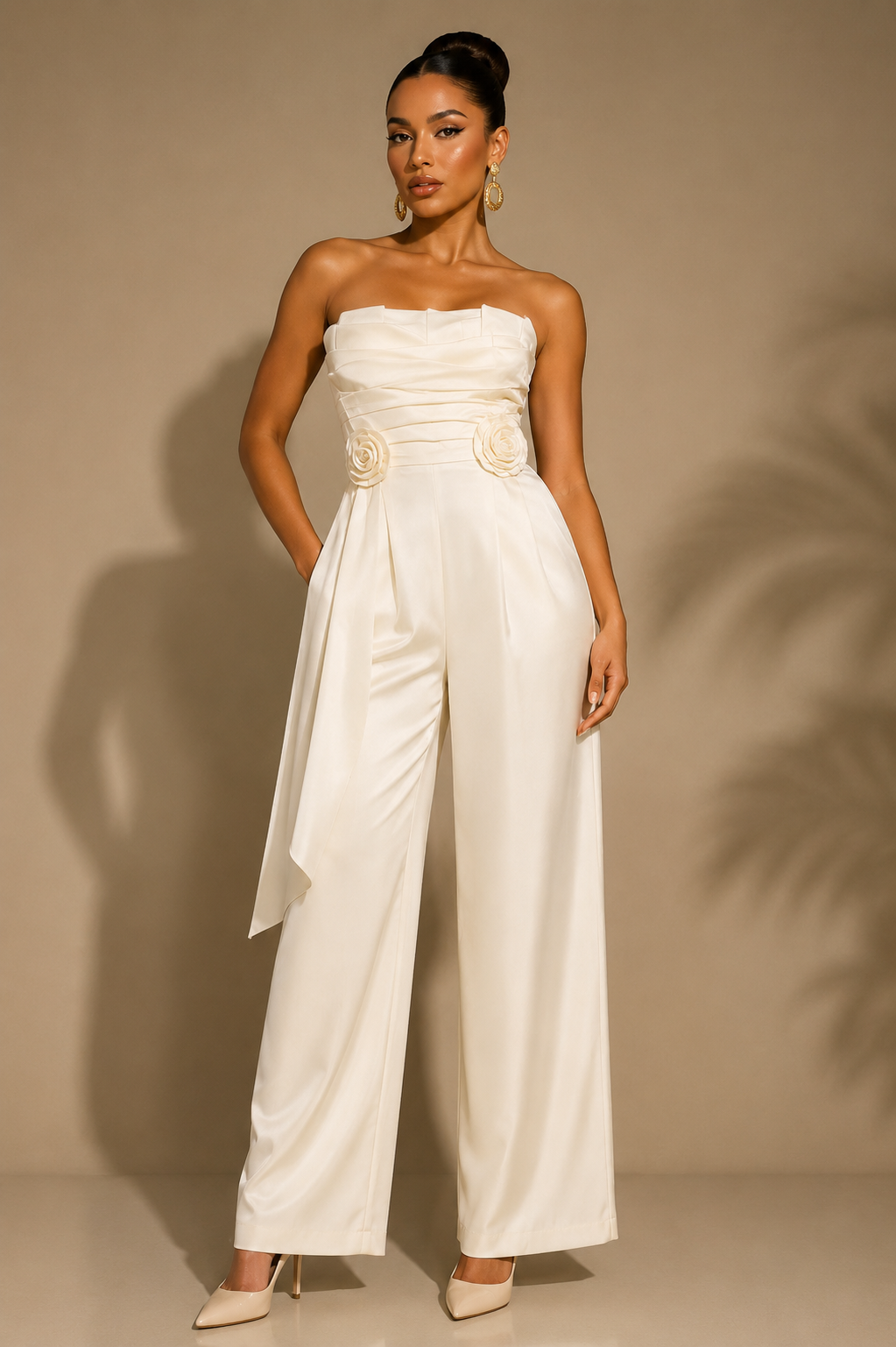 Elegant White Wide-Leg Jumpsuit