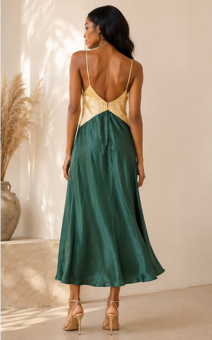 Elegant Satin Midi Dress S