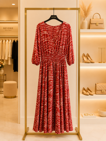 Rust Printed Maxi Dress